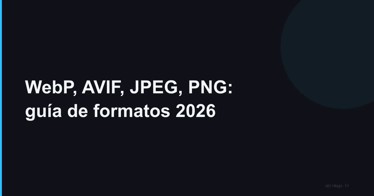 WebP, AVIF, JPEG, PNG: guía de formatos 2026